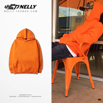 ulzzang2021 early Autumn New Retro High Street Tide brand wild with loose orange hooded sweater men and women