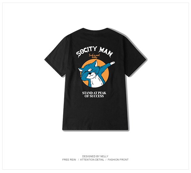 Hàn Quốc hip hop mùa hè rap in tay áo ngắn nam lỏng cotton T-shirt thanh niên sinh viên áo sơ mi từ bi áo thun nam tay ngắn có cổ