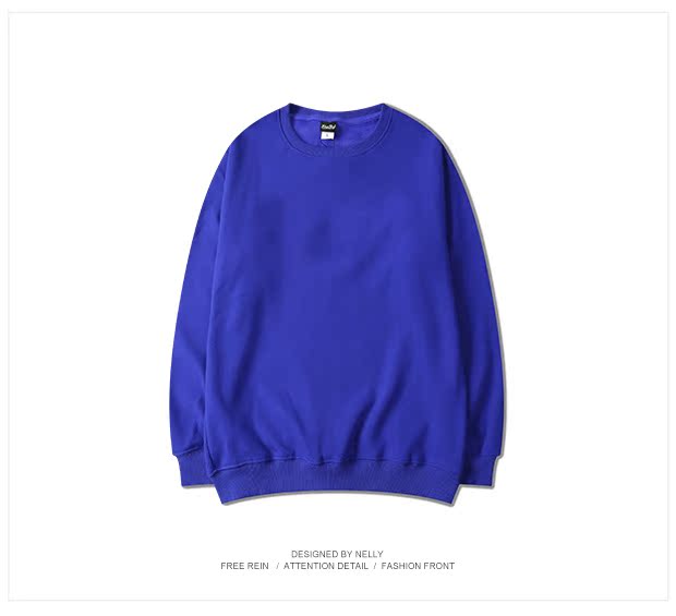 Phong cách Hồng Kông đất nước hip-hop lỏng lẻo retro cổ tròn màu xanh cộng với nhung in hình áo len nam và nữ hipster couple hoodies ao khoac hoodie