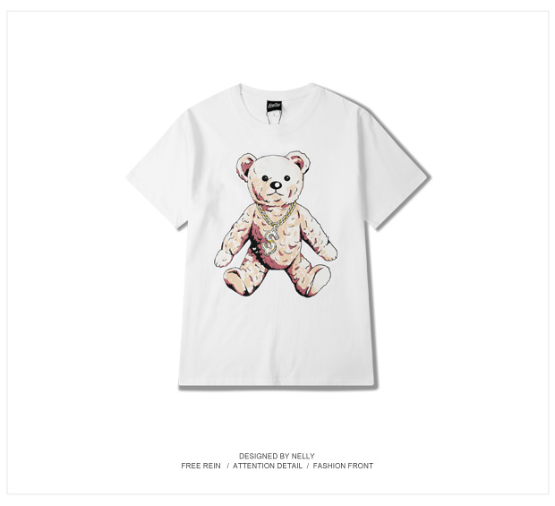 Áo thun nam và nữ đường phố ngắn tay cổ tròn rộng thể thao cotton áo thun XL thẻ thủy triều nửa nam tay hoạt hình mùa hè áo thun nam tay ngắn đen