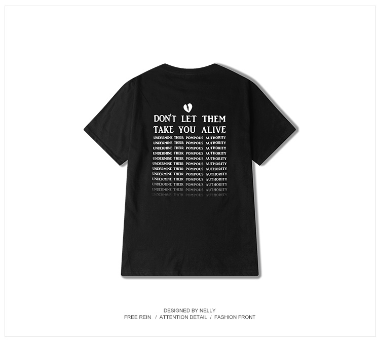 Ulzzang retro thư màu vàng in quá khổ đường viền cổ áo cotton lỏng sinh viên ngắn tay áo t-shirt nam giới và phụ nữ