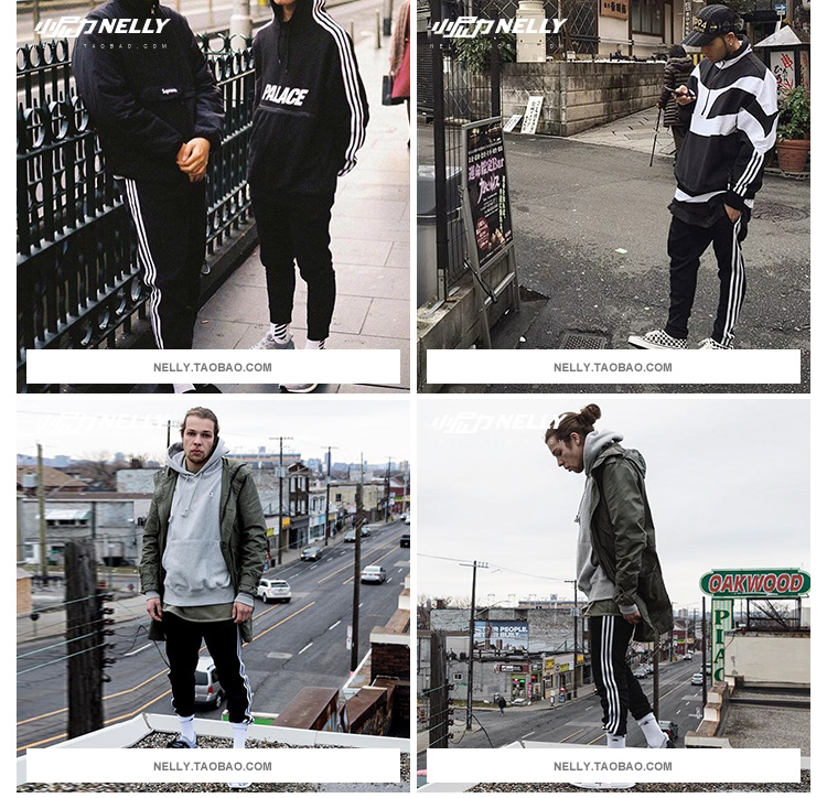 Ulzzang hip-hop Mạng lưới thủy triều quốc gia châu Âu và châu Mỹ màu đỏ retro quần thể thao giản dị nam và nữ mẫu với quần jogger nam