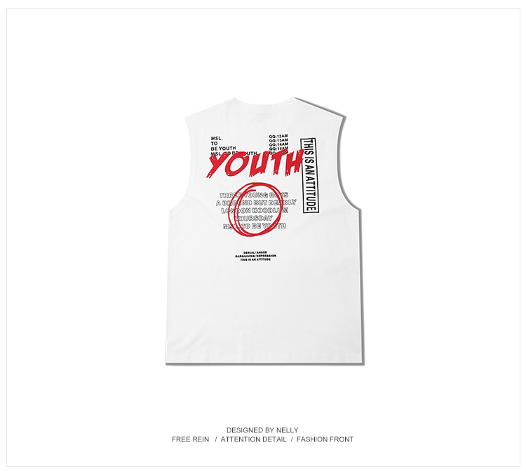 Guochao ins xu hướng letter in ấn vest vest nam Châu Âu và Mỹ đường phố hip hop hiphop không tay T-Shirt mồ hôi vest