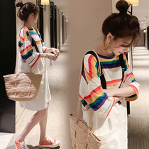 Japanese pregnant women summer dress fashion Western style loose thin two-piece suit summer Korean version large size strap skirt