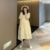 Japanese pregnant women summer dress Korean version loose thin not show care skirt Fashion foreign style large size pregnant women dress