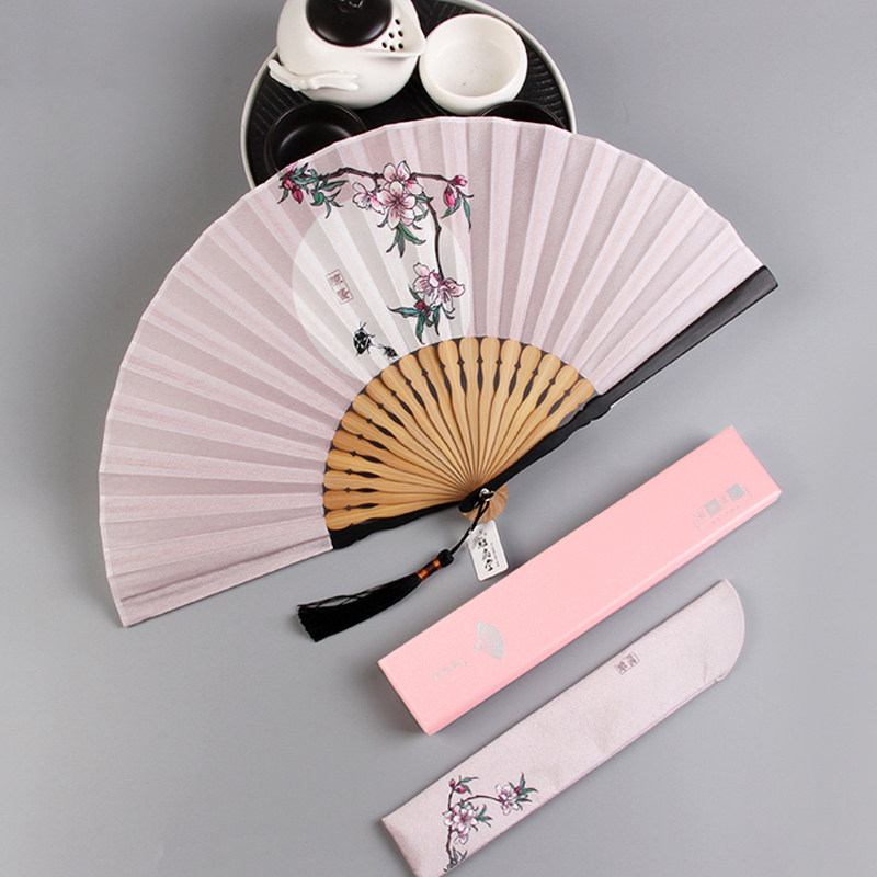 24 knots of gas illustrators folding fan girls with portable summer small fan folding fan in the country Wind Children's ancient wind bamboo fan