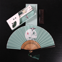 24 throttle fan folding fan Female Chinese style classical bamboo folding fan Ancient style portable Hanfu tassel small fan female