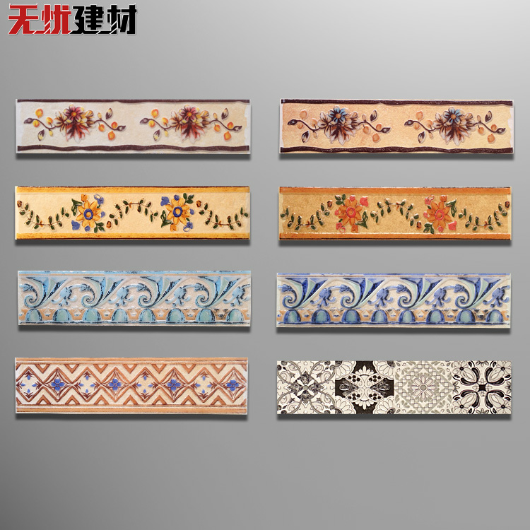 Kitchen Wall Brick Waist Line Imitation ancient brick Flake Make-up Room Tile Waist Flowers Handwashing Desk Flowers Brick Mediterranean American