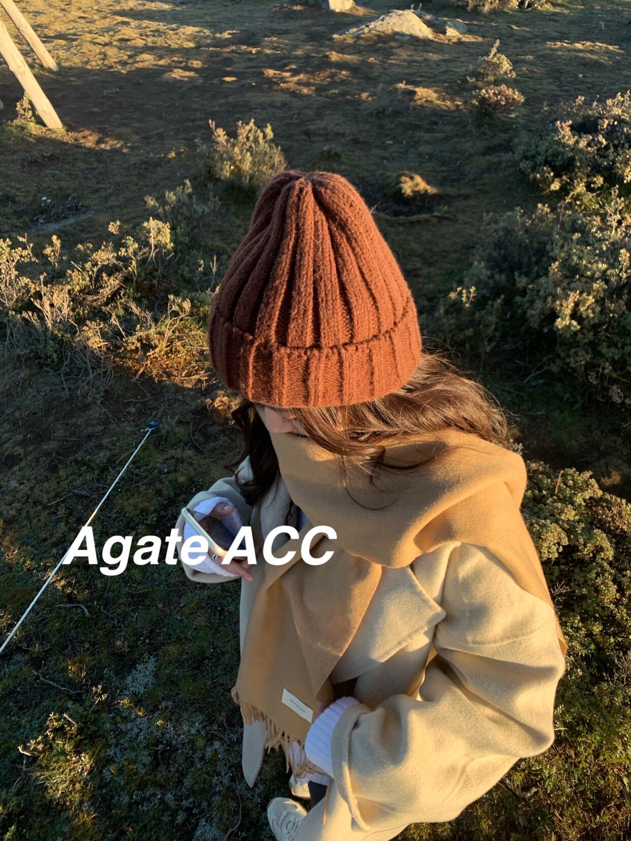 A small agate hill Korean thick needle woolen hat Korean version of casual autumn and winter warm and versatile warm ear protector knit