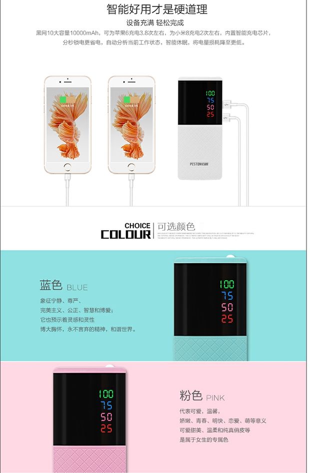 通 网 10 sạc dung lượng lớn di động máy tính bảng 2A điện thoại di động màn hình sạc nhanh hiển thị nguồn điện thoại di động