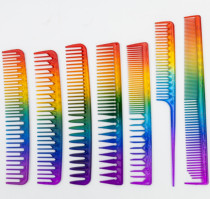 Rainbow comb hair stylist professional haircut comb ultra-thin male hair comb comb hairdressing special YS flat head comb