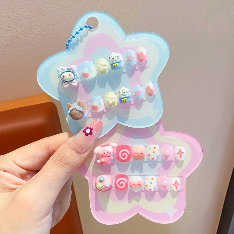 Children's Cartoon Wearable Nails, Detachable Three-Dimensional Cute Accessories, Fake Nails, Manicure, Candy Handmade Nail Patches
