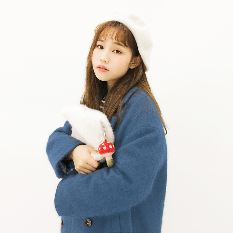午睡原创日系 甜美宽松加厚中长款毛呢外套女学生呢子大衣秋冬季