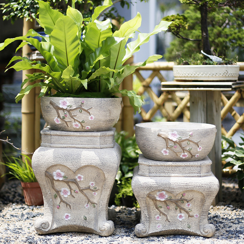 Creative Chinese Large Size Flower Pots Balcony Patio Courtyard Villa doorway Decorative Floor Cement Pendulum Outdoor Garden Arrangement