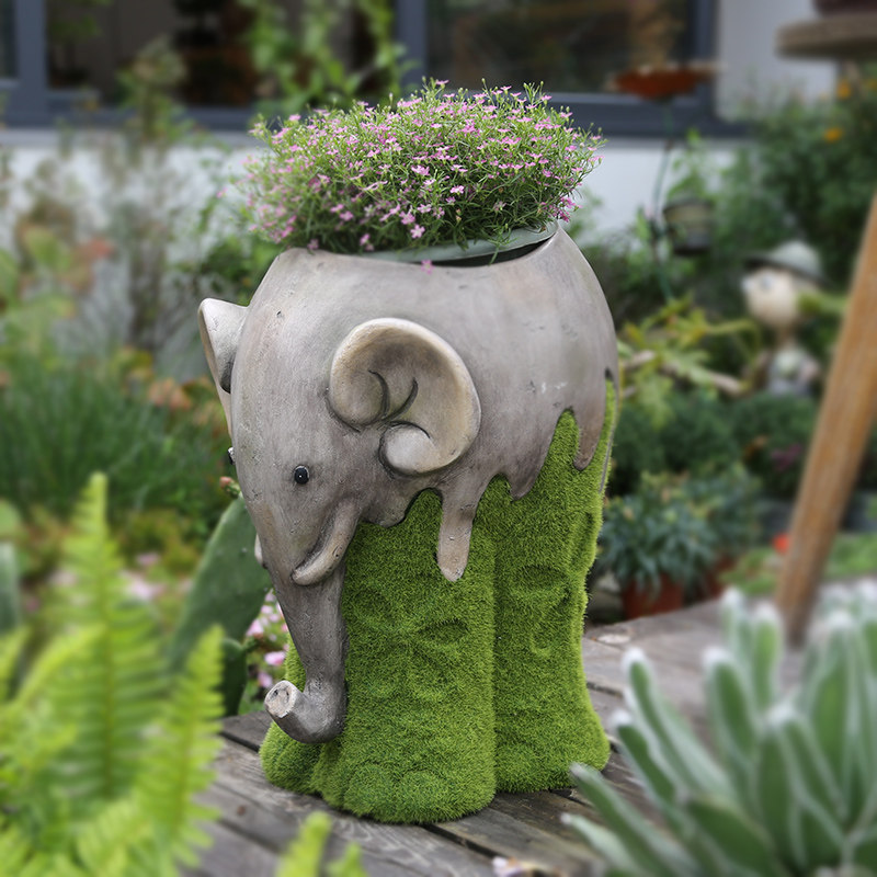 Elephant Flower Pot Green Plant Creative Flower Barrel Garden Decoration Plant Animal Large Number Outdoor Patio Landscape Floor Potted Plant