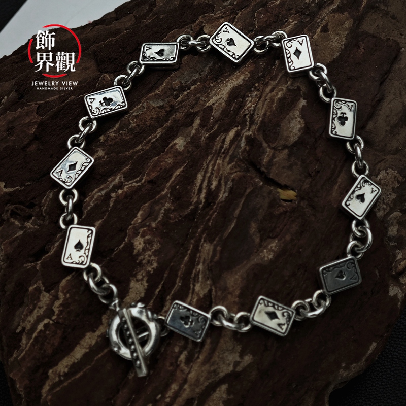 Japanese Palace-Level Silver Jewelry F.A.L Poker Bracelet Classic Model 925 Silver Gothic Rock Fal Genuine