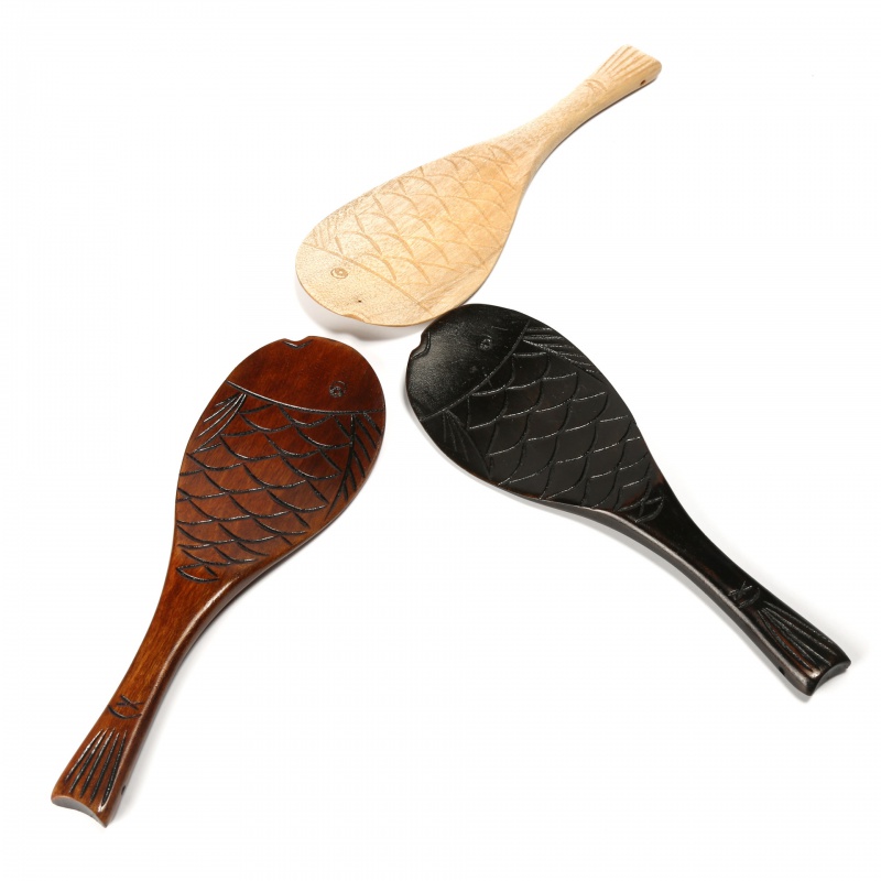 Wooden Japanese Korean wooden tableware Dining room Creative solid wooden cartoon fish-shaped rice spoon rice spoon Student