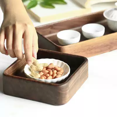 Square dried fruit plate creative modern living room Japanese solid wood snack plate tea wooden small tray multi-layer grid