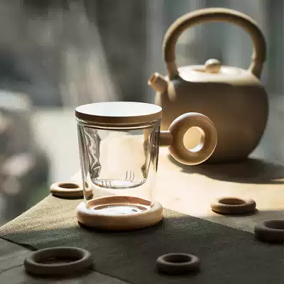 Office home creative log handle filter Cup heat-resistant glass tea cup tea water separation Tea Tea Tea Tea Cup