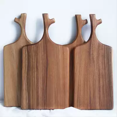 Solid wood with handle tree branch shape cut fruit board household non-staple food chopping board dormitory breadboard tray