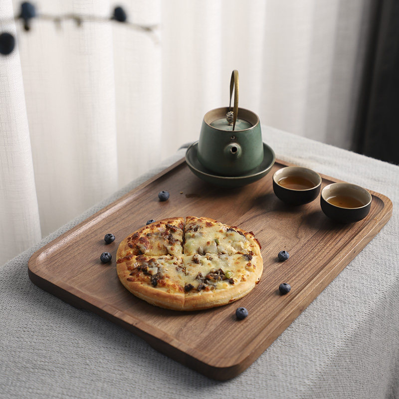 Japanese-style North American Black Walnut solid wood tray Large oval meal plate Household rectangular snack plate Flat plate