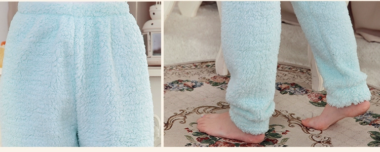 Quần pyjama quần nữ san hô nhung mùa thu và mùa đông da cừu dày lên kích thước lớn đồ ngủ lông cừu quần thường nhà quần áo thể thao