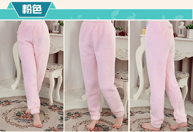Quần pyjama quần nữ san hô nhung mùa thu và mùa đông da cừu dày lên kích thước lớn đồ ngủ lông cừu quần thường nhà quần áo thể thao