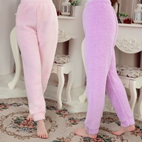 Quần pyjama quần nữ san hô nhung mùa thu và mùa đông da cừu dày lên kích thước lớn đồ ngủ lông cừu quần thường nhà quần áo thể thao