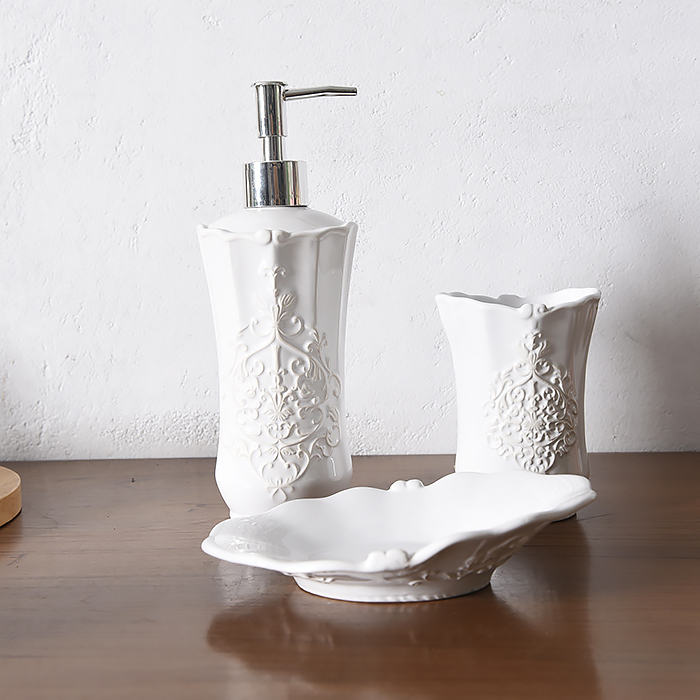 35 Free Shipping White Embossed Ceramic Hand Sanitizer Bottle Lotion Bottle Soap Dish Soap Tray Toothbrush Cup Mouthwash Cup 35 Free Shipping White Embossed Ceramic Hand Sanitizer Bottle Lotion Bottle Soap Dish Soap Tray Toothbrush Cup Mouthwash Cup