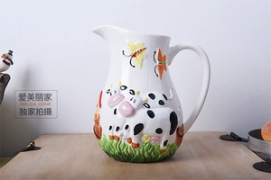 Внешнее одиночное ABC Dairy Ranch Ceramic Flower Pot Bottle Bottle Plugure -В цветочном чайнике
