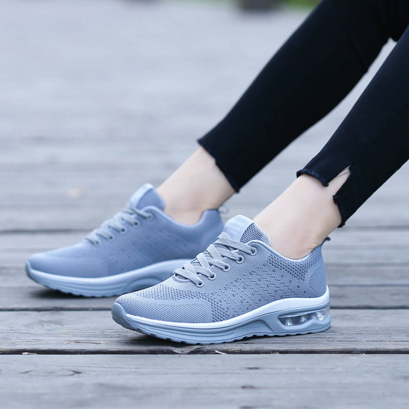 Beaimeng Autumn Women's Shoes Mesh Breathable Student Sports Shoes Lightweight Soft Sole Air Cushion Running Shoes Mom's Travel Shoes