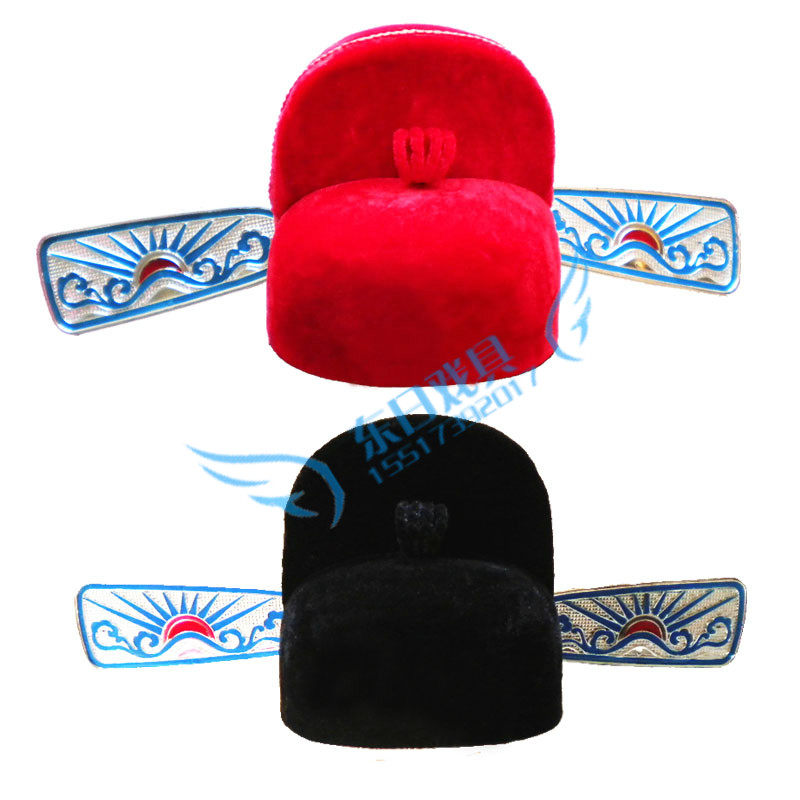 Opera Drama Props Men with Ancient Clothing Stage Performance Headwear Shaped Meta Hat U Yarn Hat County Official Hat Black Red Two Colors