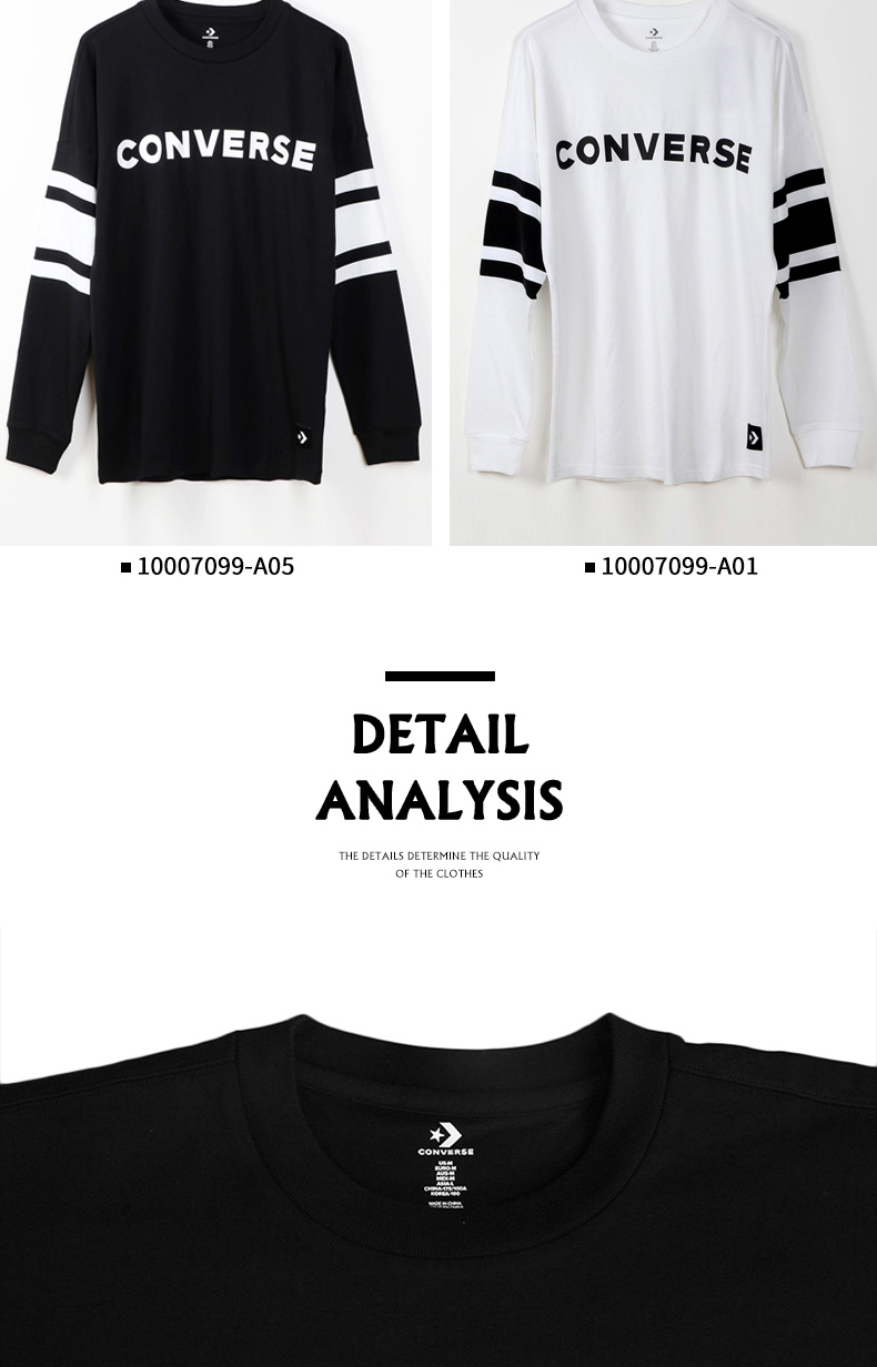 Converse nam 2019 xuân mới giản dị áo len cổ tròn áo thun dài tay áo thun thể thao 10007099- áo đôi hoodie
