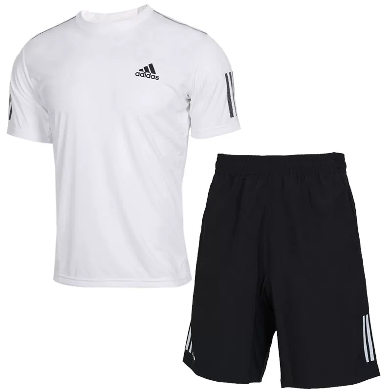 Спортивный костюм Adidas, белая шелковая футболка с коротким рукавом, шорты для зала, для бега