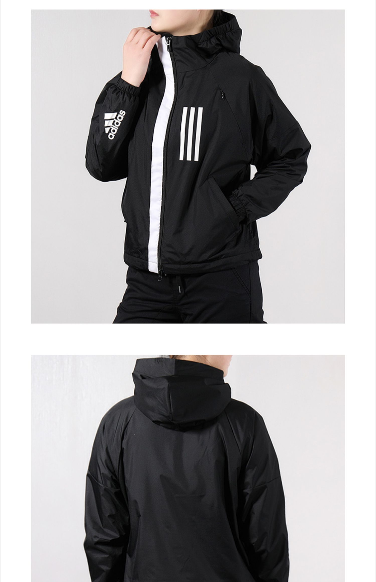 Adidas suit nữ 2019 xuân mới quần áo thể thao có mũ trùm đầu áo khoác sát chân quần - Thể thao sau set đồ thể thao nữ tay dài