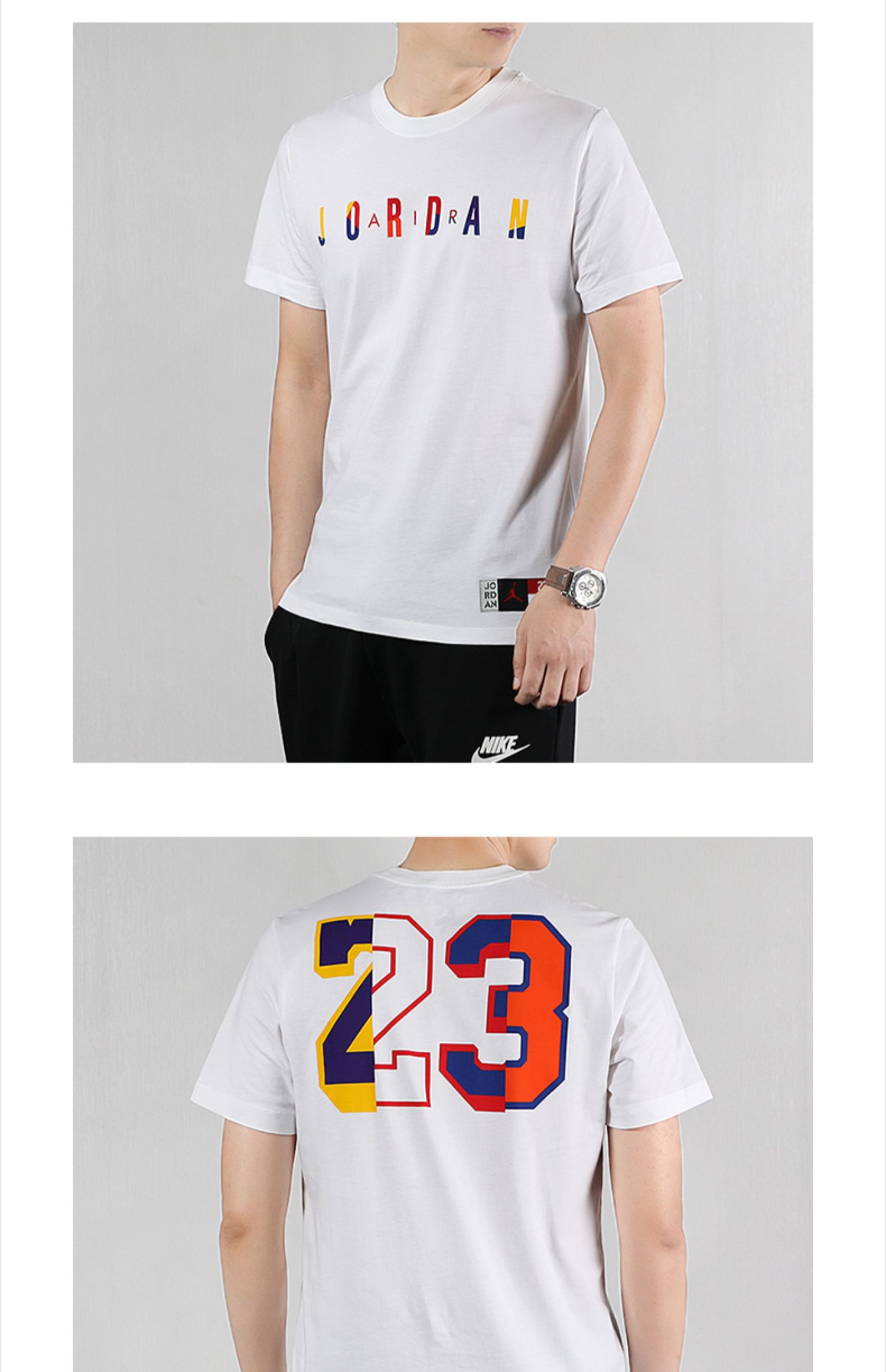 Nike Nike tay ngắn nam 2019 hè mới đầy màu sắc LOGO áo phông trắng đen thể thao nửa tay AT8943 - Áo phông thể thao áo thun adidas nam cổ tròn