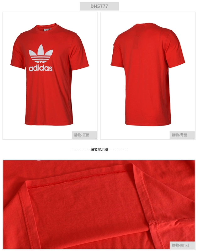 Adidas clover ngắn tay nam 2019 hè mới thể thao giản dị thoáng khí cổ tròn áo thun CW0710 - Áo phông thể thao