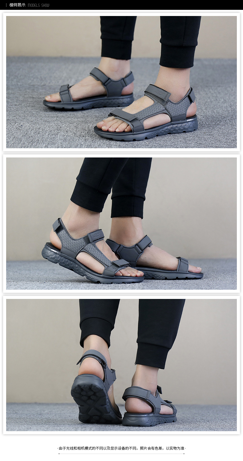 Skechers Skechers Giày Nam 2018 Mùa Hè Mới Velcro Sandals Mở Ngón Chân Giày Thể Thao Bãi Biển 54265 dép quai hậu sandal nam