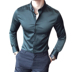 Cộng với áo nhung thêu mặt sáng, áo thun co giãn không co giãn, áo dài tay xu hướng satin màu trắng cotton không thấm nước nam các kiểu áo công sở de thương Áo