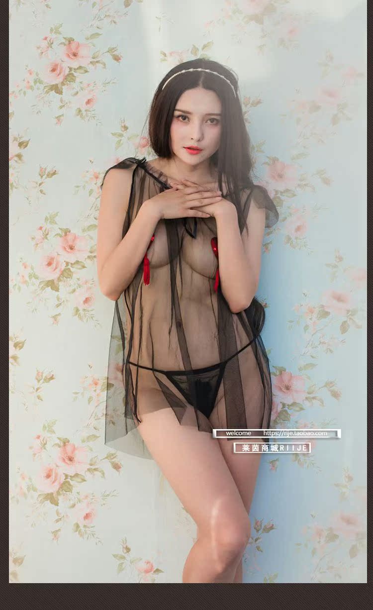 Váy ngủ ngắn tay trong suốt thiết lập kích thước lớn dịch vụ gia đình màu hồng cám dỗ đồ lót lỏng lưới mùa hè phụ nữ gợi cảm áo đầm mặc ở nhà