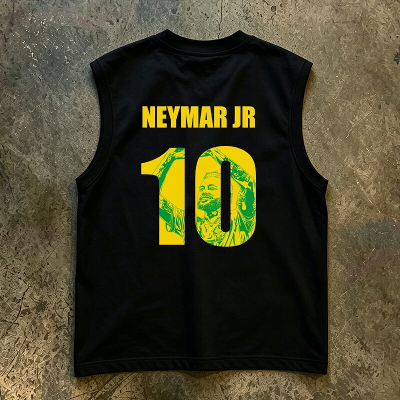 Brazilian Neymar's Iconic Scene Vest American Retro Loose-Fitting No. 10 Jersey Unisex Sleeveless Tank Top