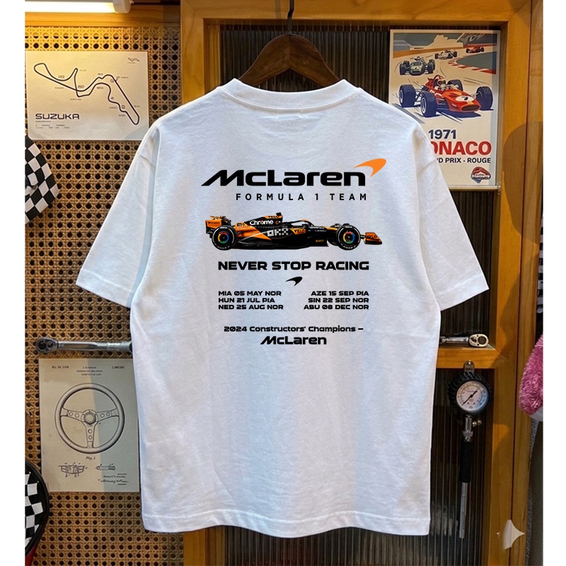 Mclaren F1 Racing Print Short-Sleeve T-Shirt Men's American Style Pure Cotton Retro Trendy Versatile Half-Sleeve T-Shirt Mclaren F1 Racing Print Short-Sleeve T-Shirt Men's American Style Pure Cotton Retro Trendy Versatile Half-Sleeve T-Shirt