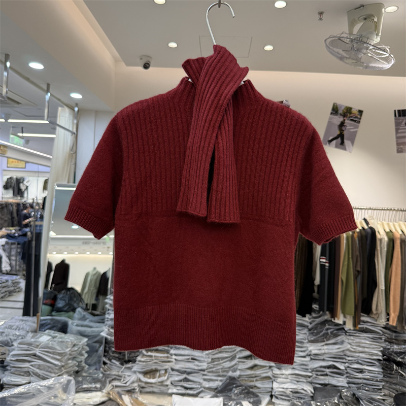 0778 Authentic 2026 Autumn Style Stand Collar Short Slim-Fit Wool Knit Sweater with Sleeve Cuffs for Women 0778 Authentic 2026 Autumn Style Stand Collar Short Slim-Fit Wool Knit Sweater with Sleeve Cuffs for Women