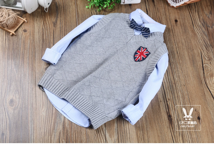 Áo vest trẻ em Anh 2019 mùa xuân và mùa thu bé trai len đan áo vest không tay áo len cotton áo gile cho bé trai