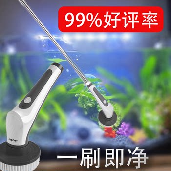 电动鱼缸刷无死角长柄清洁刷内壁清洗神器清洁工具青苔除垢加长刷