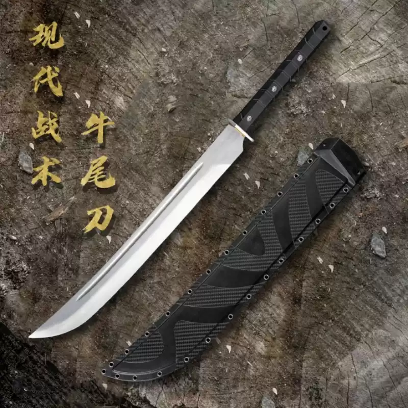 現代戰術牛尾刀龍泉刀劍K鞘大刀高錳鋼一體龍骨戰術刀cos未開刃-淘寶
