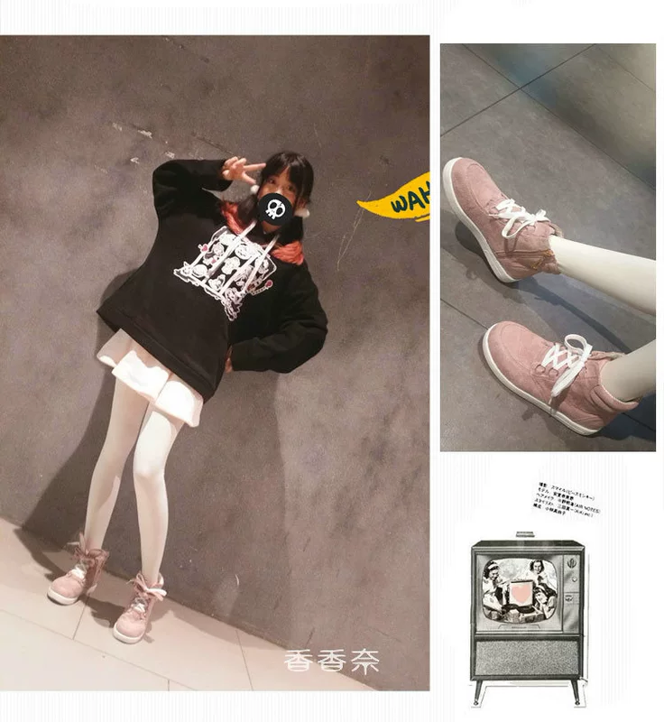 Giày thể thao thỏ dễ thương của Nhật Bản đôi bốt cao cổ của phụ nữ