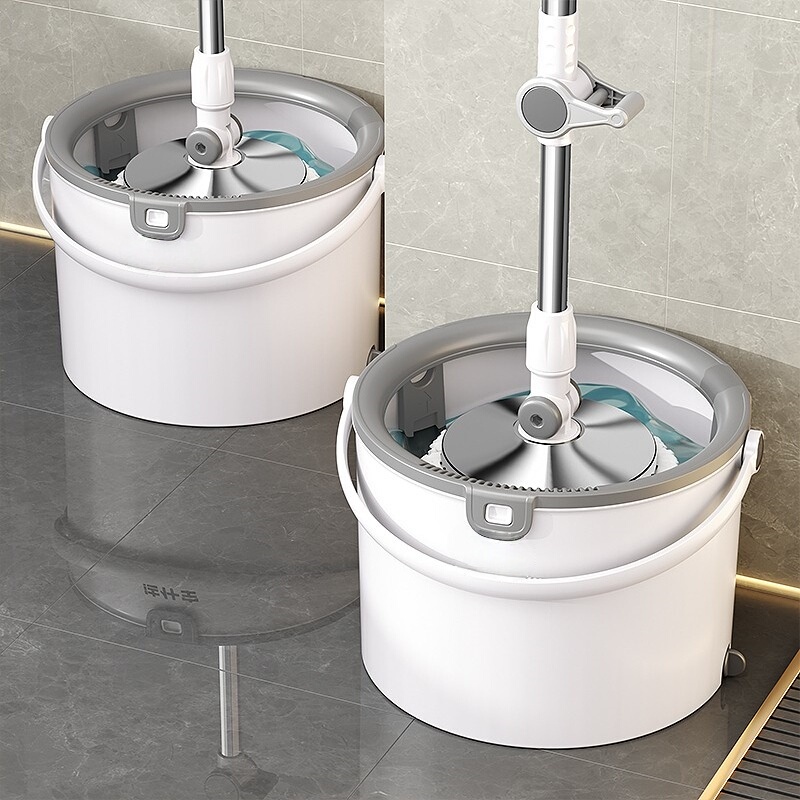 Japanese Imported Muji Mop with Rotating Wringer, Hands-Free, New Model, Self-Wringing Mop Bucket for Home Use, One-Step Cleaning, Automatic Wringing
