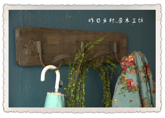 (Yesterday's Village) Chengnan old things retro old wooden hook zakka butterfly hook log coat hook