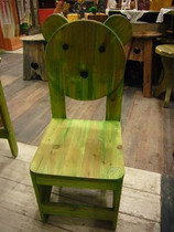 (Yesterdays country) every day up green bear seat hand-painted cartoon kid solid wood chair